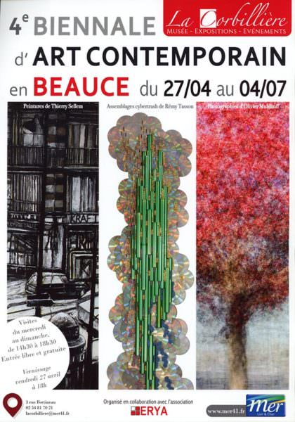 Poster for the 4th contemporary art biennial in Beauce, Mer (France) from April 27 to July 4, 2018