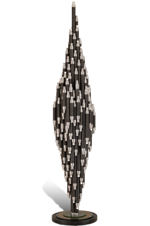 Œuvre nommée "Print" : totem cybertrash du sculpteur Rémy Tassou. (vue principale)(UNE)